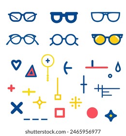 Sunglasses icons and different abstract elements