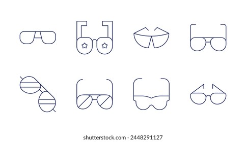 Sunglasses icons. Editable stroke. Containing accessory, sunglasses.