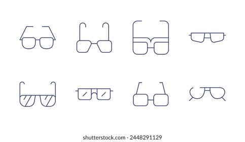 Sunglasses icons. Editable stroke. Containing eyeglasses, glasses, sunglasses.
