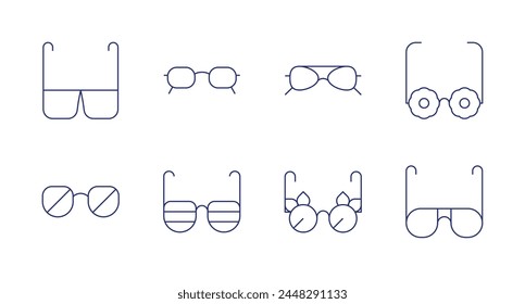 Sunglasses icons. Editable stroke. Containing partyglasses, accessory, sunglasses.