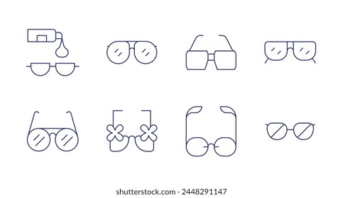 Sunglasses icons. Editable stroke. Containing sunglasses, glasses, accessory.