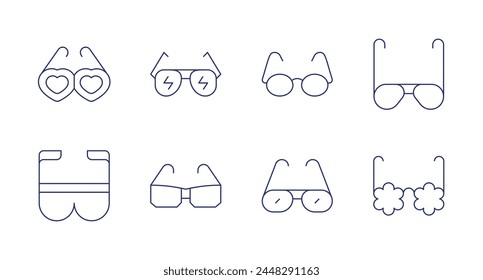 Sunglasses icons. Editable stroke. Containing glasses, accessory, sunglasses.