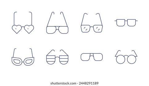 Iconos de gafas de sol. Trazo editable. Con gafas, gafas de sol.