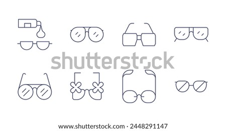 Sunglasses icons. Editable stroke. Containing sunglasses, glasses, accessory.