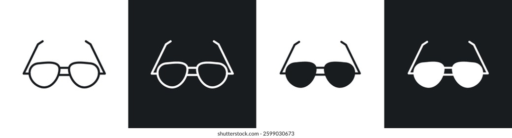 Sunglasses icons in flat and linear vector illustration on white background.