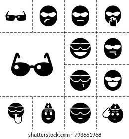 Sunglasses icons. set of 13 editable filled sunglasses icons such as