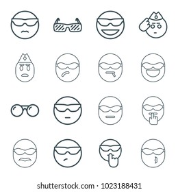 Sunglasses icons. set of 16 editable outline sunglasses icons such as