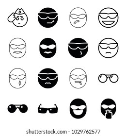 Sunglasses icons. set of 16 editable filled and outline sunglasses icons such as