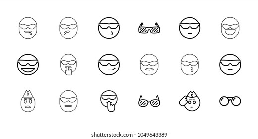 Sunglasses icons. set of 18 editable outline sunglasses icons: