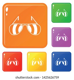 Sunglasses icons set collection vector 6 color isolated on white background