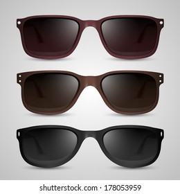 Sunglasses icons set, glasses black sign, Vector illustration