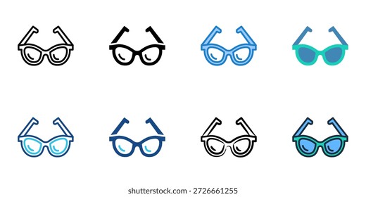 Sunglasses icons set multiple style collection. Editable stroke 

