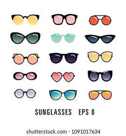 sunglasses icons vector set