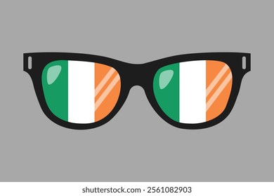 Sunglasses with Ireland flag, Ireland flag vector graphic, Ireland country flag is a symbol of freedom, National Ireland flag, vector illustration
