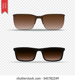 Sunglasses isolated on transparent background. Vector illustration, set of glasses icon.