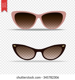 Sunglasses isolated on transparent background. Vector illustration, set of glasses icon.