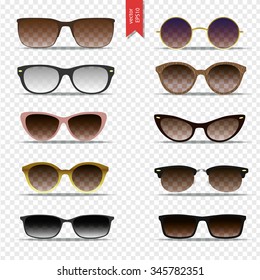 Sunglasses isolated on white background. Vector illustration, set of glasses icon for man and woman.