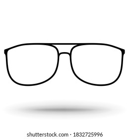 Gafas de sol aisladas en blanco, icono vector. Gafas de sol de silueta negra.