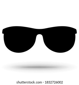 Sunglasses, isolated on white, vector icon. Black silhouette sunglasses.