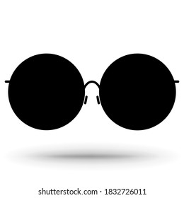 Sunglasses, isolated on white, vector icon. Black silhouette sunglasses.