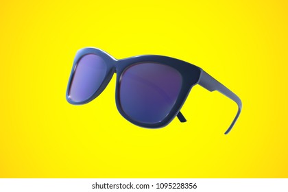 Sunglasses isolated on yellow background. Vector realistic 3d illustration. Fashion accessory design. Summer eyewear concept