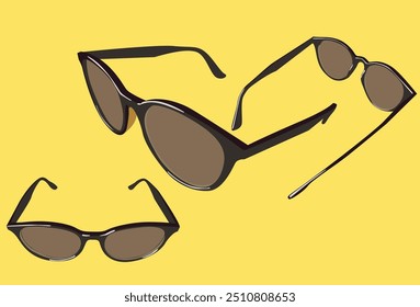 Sunglasses isolated on yellow background.