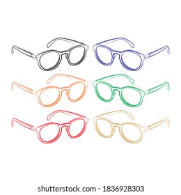 Ilustración de contorno de vectores aislados de gafas de sol. Ilustración Del Vector De Icono De Glass De Sol Aislada En Fondo Blanco