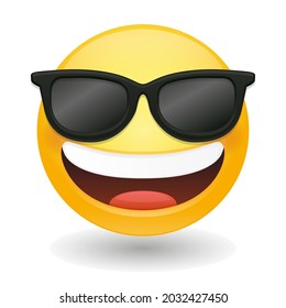 Sonnenbrillen lachen Emoji Icon Illustration Zeichen. Grinning Gesicht mit lächelnden Augen Vektorsymbol Emoticon Design Vector Clip Art.