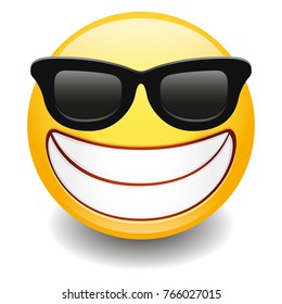 Sunglasses Laughing Expression Emoji Smiley Face Vector Design Art 