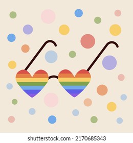 Sunglasses with LGBT rainbow lenses. Rainbow, LGBT pride, gay,human rights, glasses concept. Gay Pride Month. 