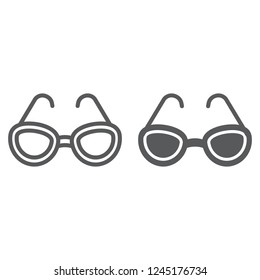 Sunglasses line and glyph icon, glasses and fashion, eyeglasses sign, vector graphics, a linear pattern on a white background, eps 10.