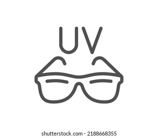 Sunglasses line icon. Sun eyewear sign. Uv protection glasses symbol. Quality design element. Linear style sunglasses icon. Editable stroke. Vector