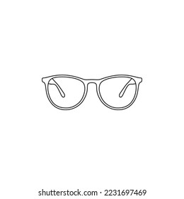 Sunglasses Line icon Vector illustartion. Line drawing Modern Transparent Unisex Sunglasses Outline icon isolated on white background. Trendy Square Sunglasses. Outline drawing of eye glasses