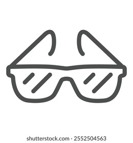 Icono de línea de gafas de sol, concepto de ojos de visión. Gráficos de Vector. Letrero de las gafas en el fondo blanco, icono del estilo del contorno para el móvil o el Diseño web