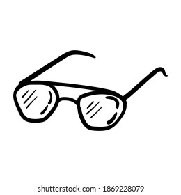 sunglasses lineart vector illustration icon design template with doodle hand drawn style