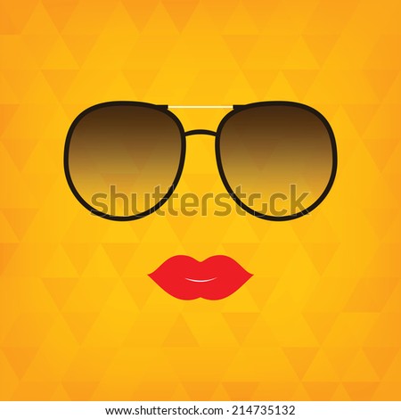 sunglasses lips vector illustration hipster theme stock vector