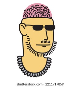 Sunglasses Man Show Off His Pink Brain Vector