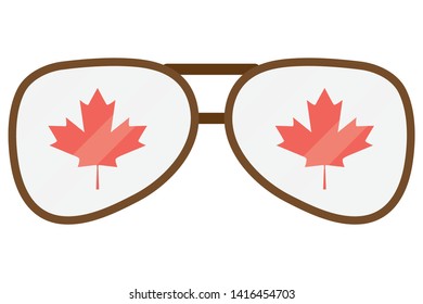 sunglasses maple leaf happy canada day vector illustration  