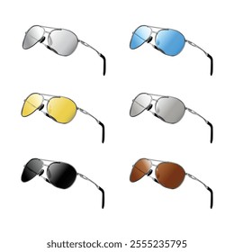 Sunglasses for Men Women Mirrored Lens Illustration Vol 01