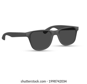 Sunglasses model, Black sunglass, mens glasses silhouette and retro eyewear mockup. Isolated on white background. Vector illustration.