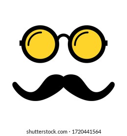 Icono de gafas de sol y bigote de bigote. Imagen vectorial.