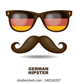 Sunglasses and moustaches. German flag. Vector illustration