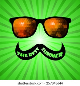 Sunglasses with a mustache. Best summer. Vector