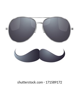 Sunglasses with mustache. Vector illustration
