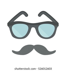 Sunglasses and a mustache. Vector illustration.