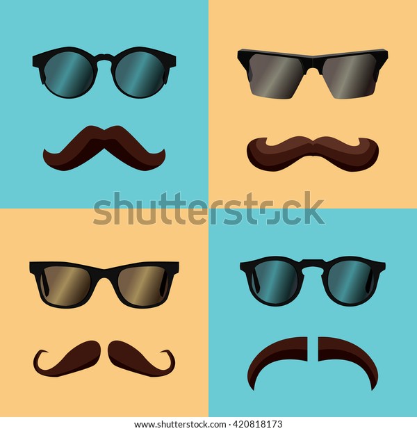 Sunglasses Mustache Vector Set Hipster Set Stock Vector Royalty Free 420818173 Shutterstock