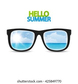 Sunglasses with ocean reflection