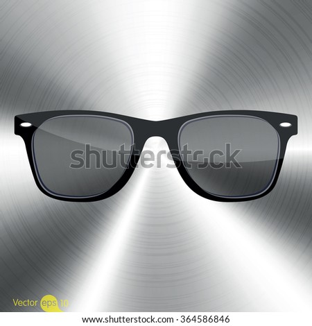 Sunglasses on brushed metal background