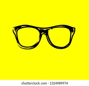 Sunglasses on the yellow background. Vector illustration