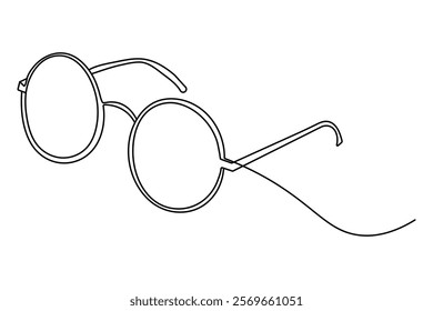 Sunglasses one line drawing of minimalist vector icon with black and white background